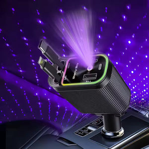 Starry sky projection retractable charger for car interior