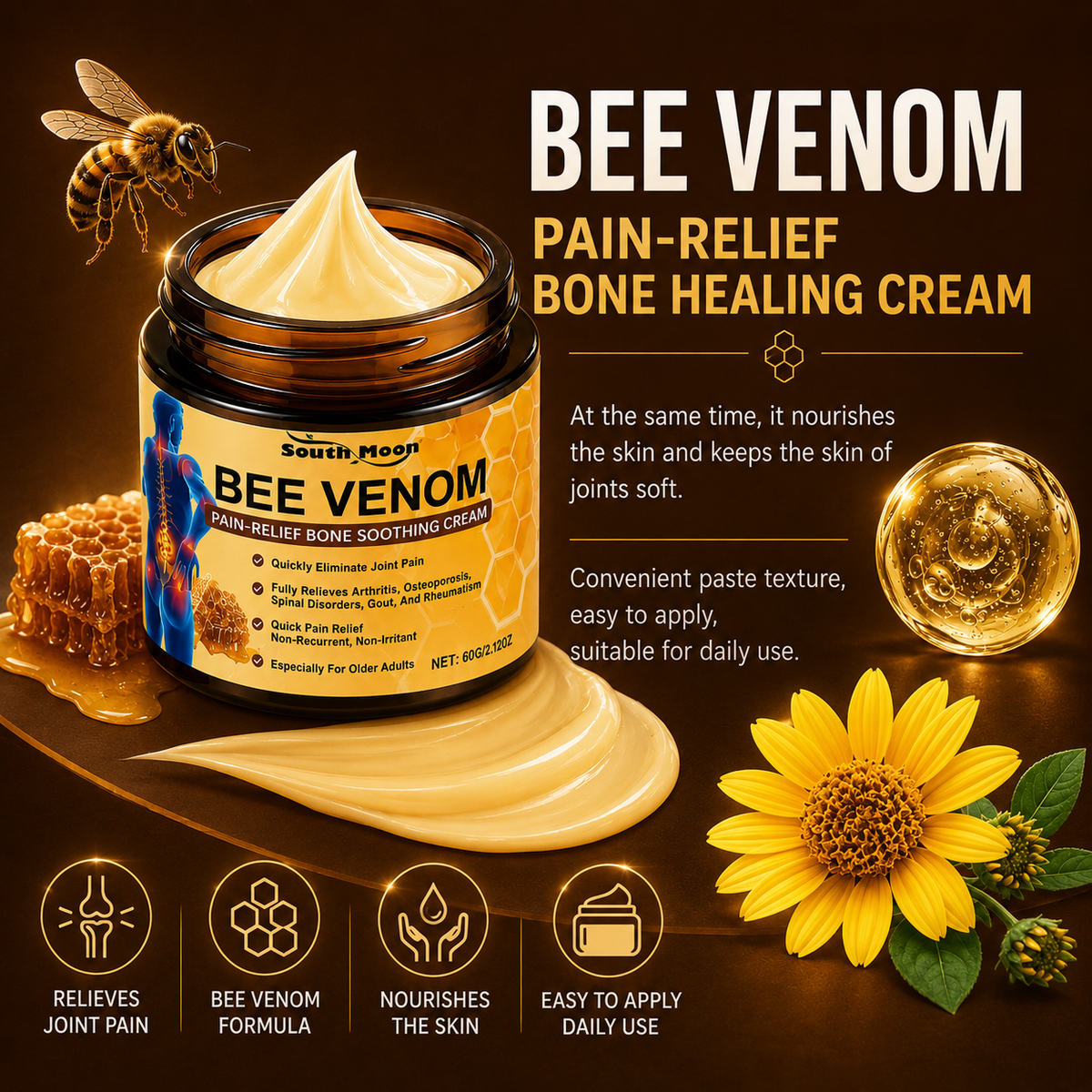 Bee Venom Cream 60g for daily joint and muscle comfort