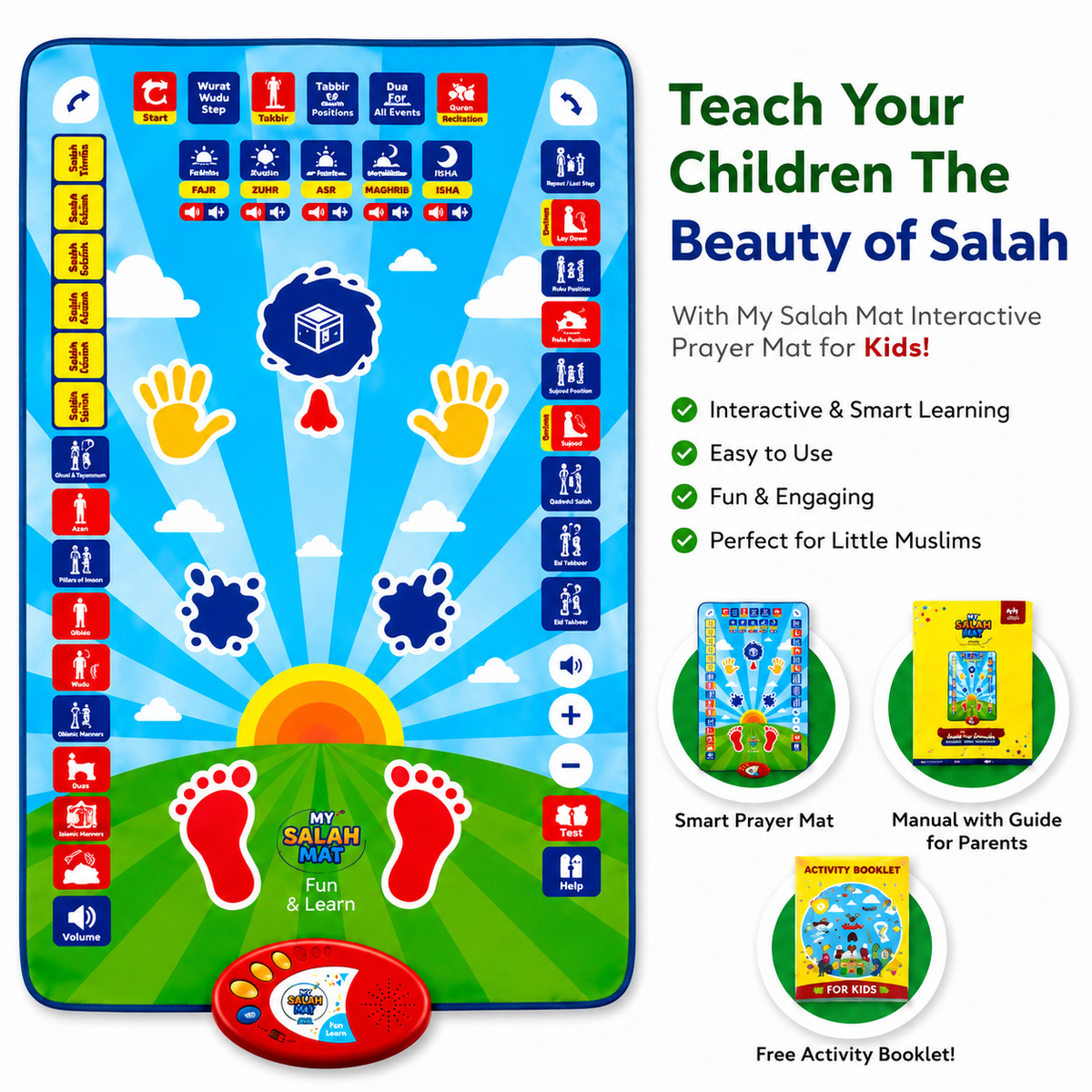 Interactive Islamic prayer mat for kids – 7 languages