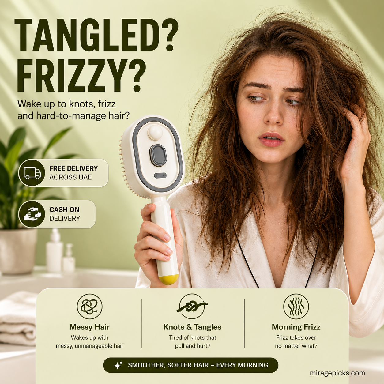 3-in-1 hair mist and detangling scalp brush