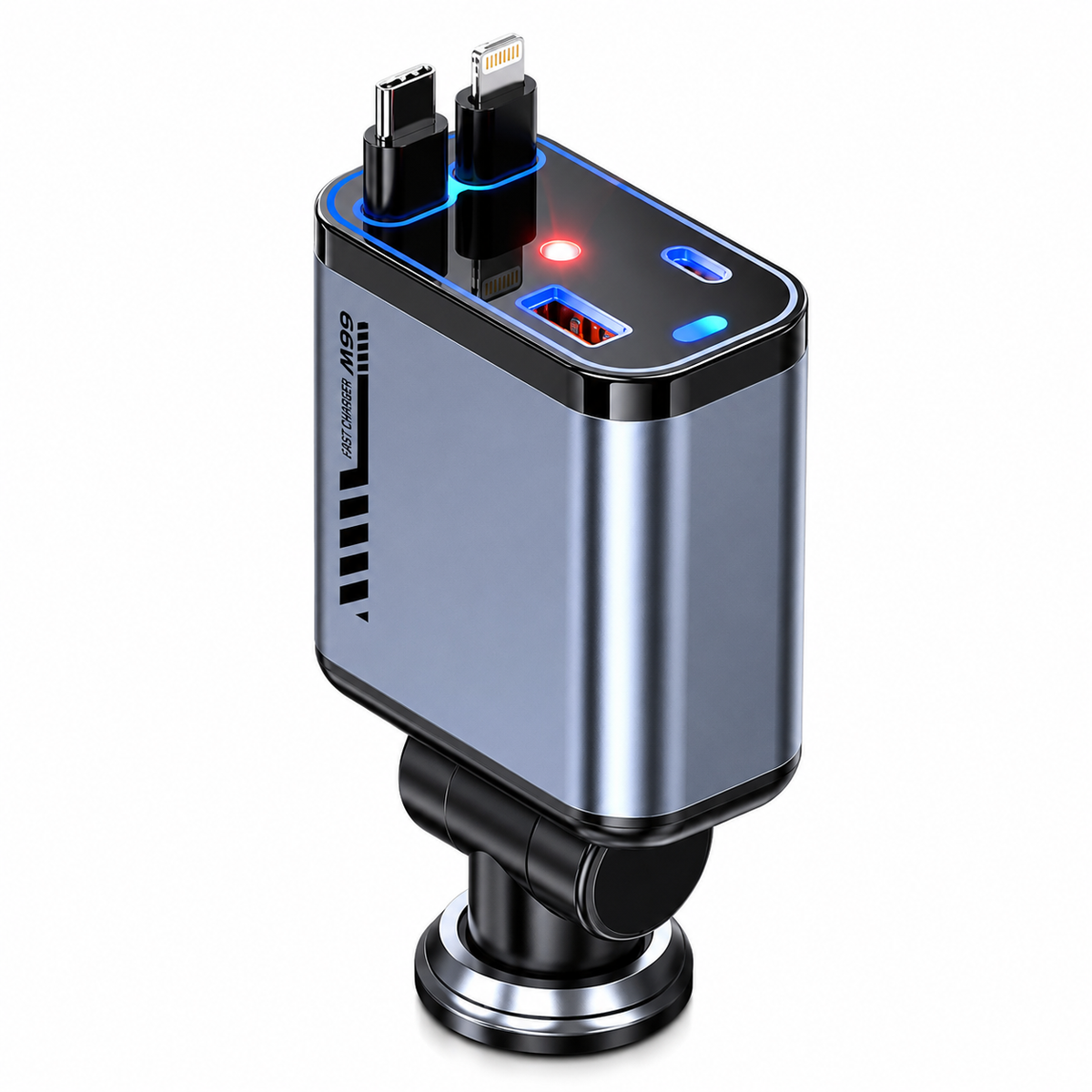 66W retractable car charger clean product view