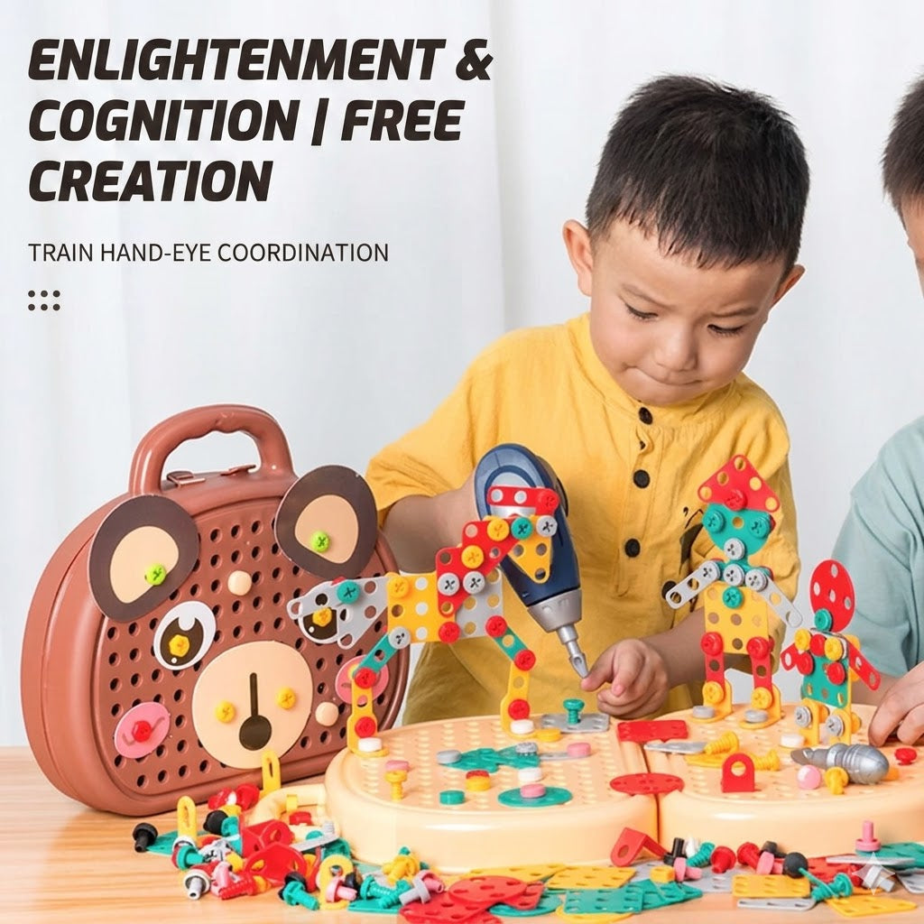 Kids STEM Drill & Build Set portable suitcase toy