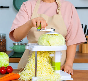 3-Blade Manual Cabbage Shredder in use