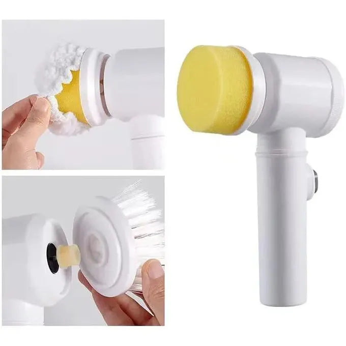 5-in-1 electric cleaning brush with interchangeable heads