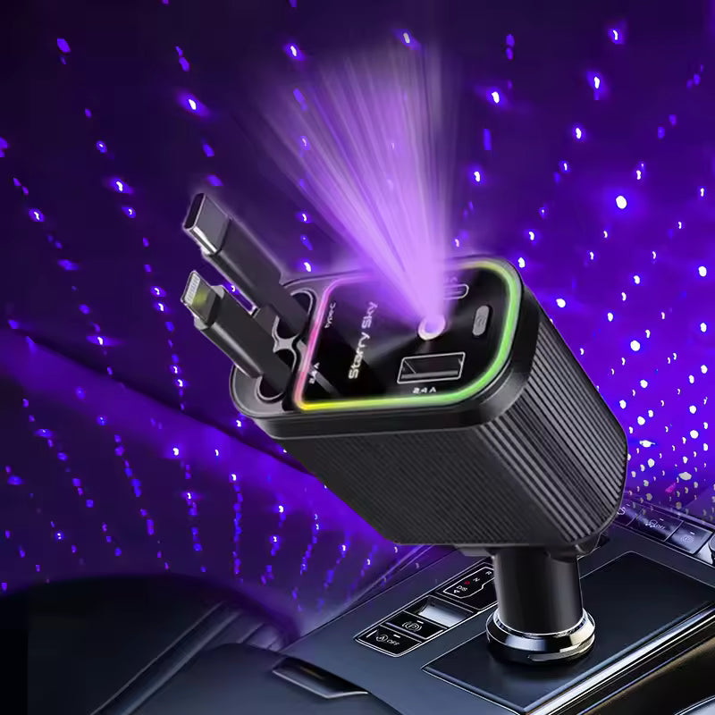 Starry sky projection retractable charger for car interior