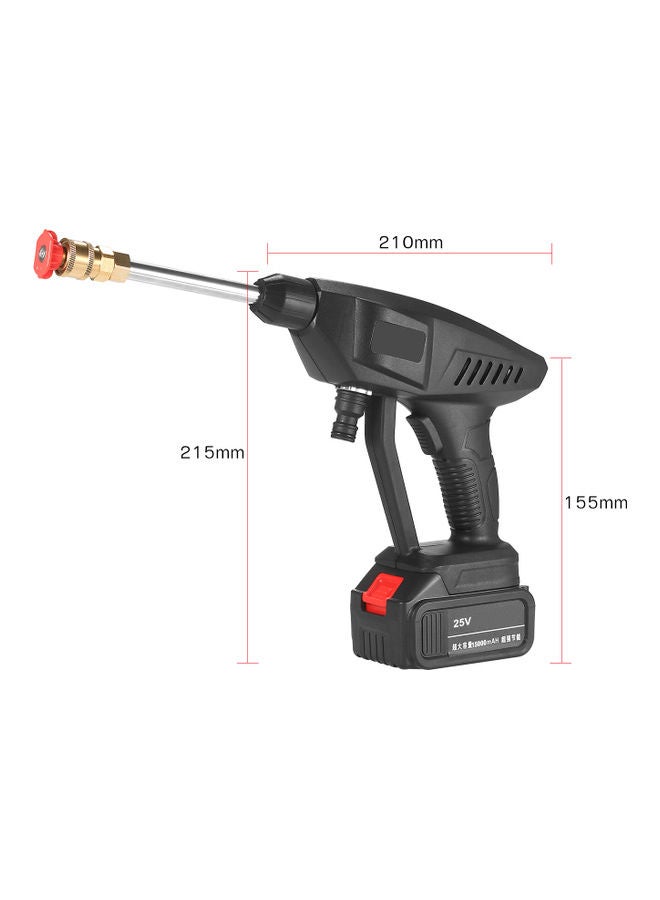 Cordless car washer showing water spray cleaning use