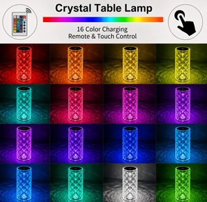 Crystal table lamp 16 RGB colors with remote and touch control