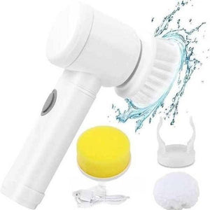 Cordless electric cleaning brush with sponge and brush heads