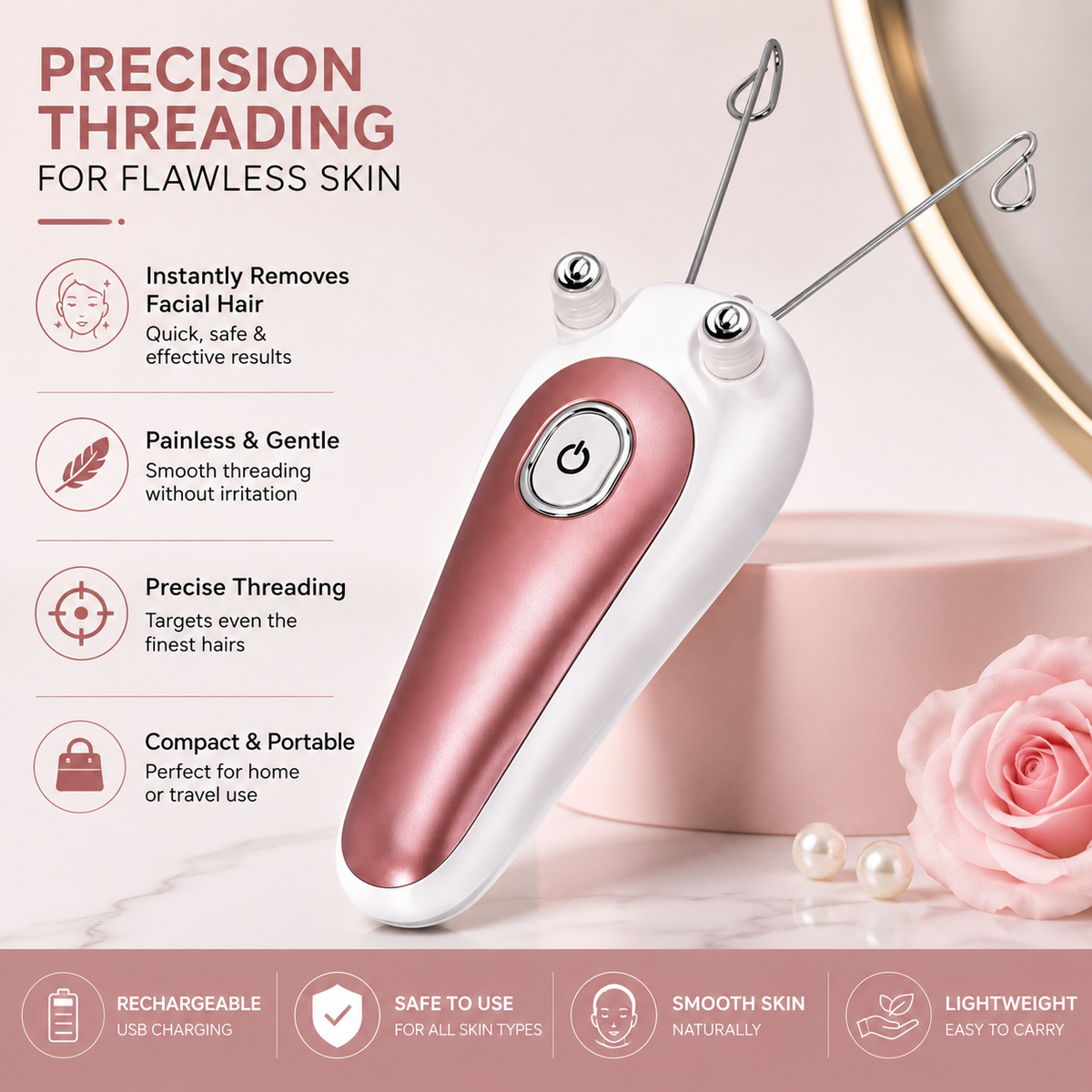 Electric facial threading hair remover precision threading benefits