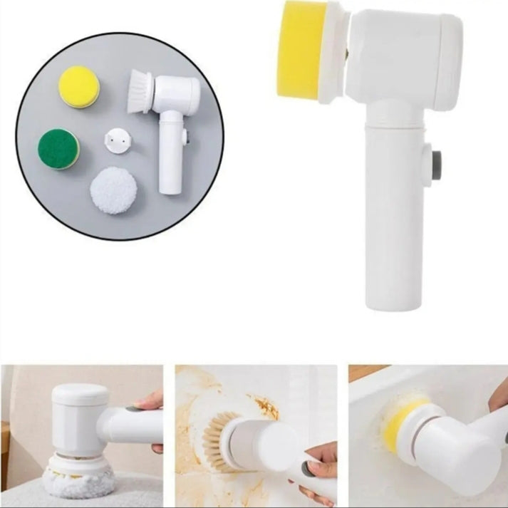 Cordless electric scrubber for multiple household surfaces