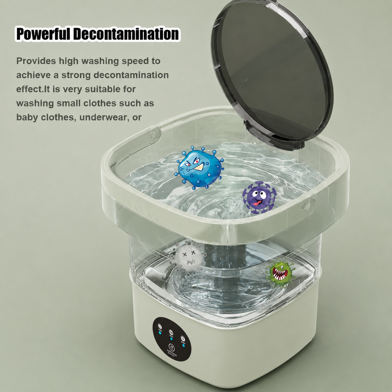 Foldable mini washing machine powerful washing visual
