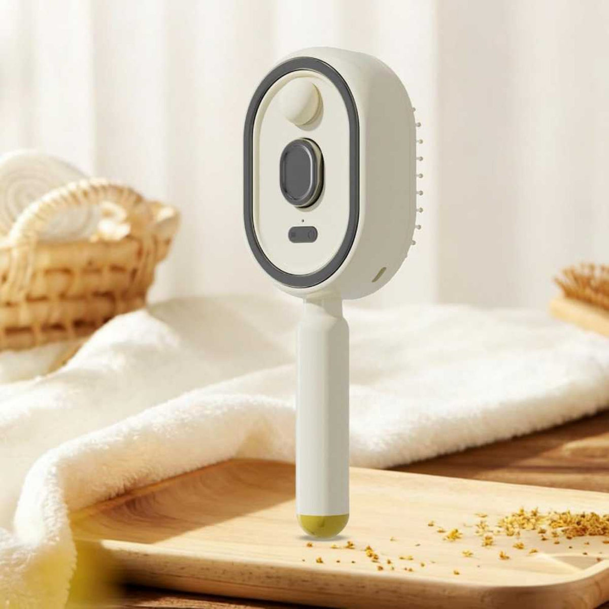 Rechargeable hair mist scalp brush full product view