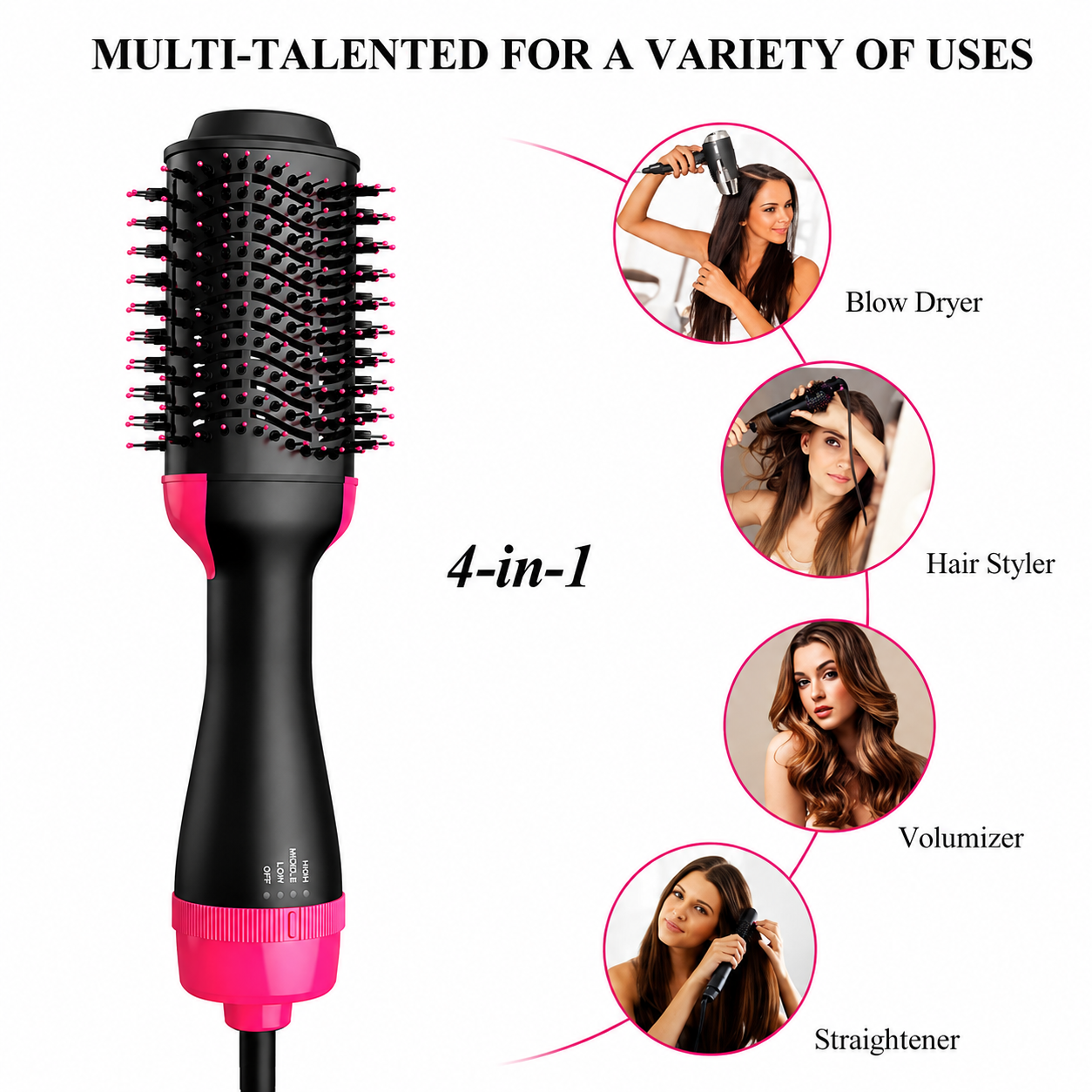 One Step Hot Air Brush 4-in-1 styling functions