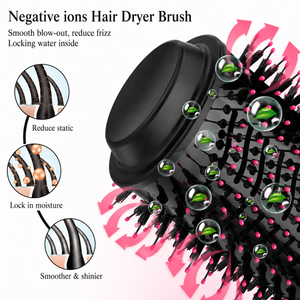 Negative ion hot air brush for smoother frizz controlled hair