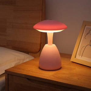Pink and white mushroom LED night lamp color options