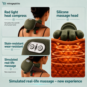 Heated neck and shoulder massager red light heat and silicone massage head