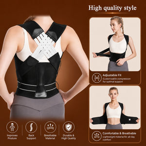 Black posture corrector high quality adjustable fit and breathable material