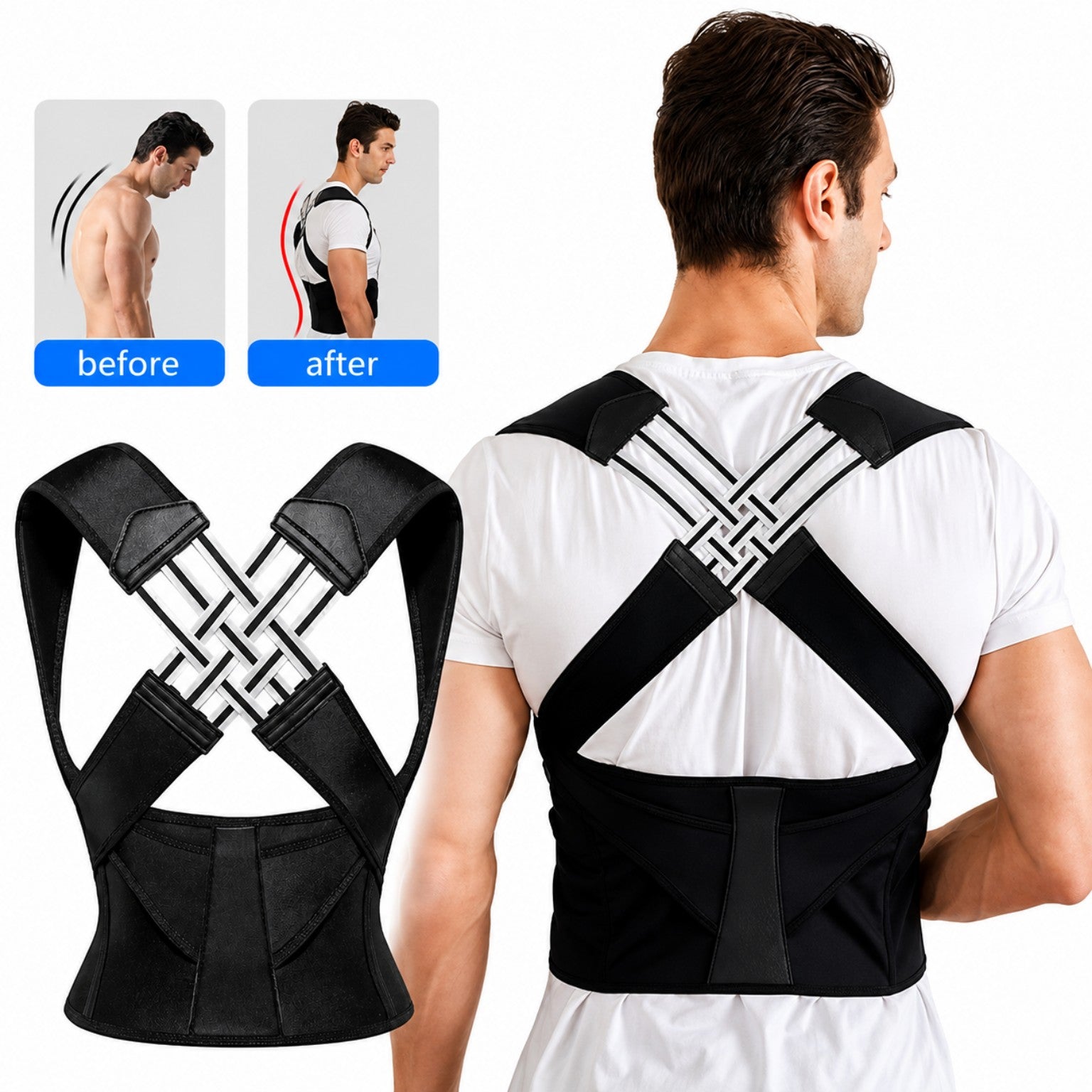 Posture corrector back support for men before and after