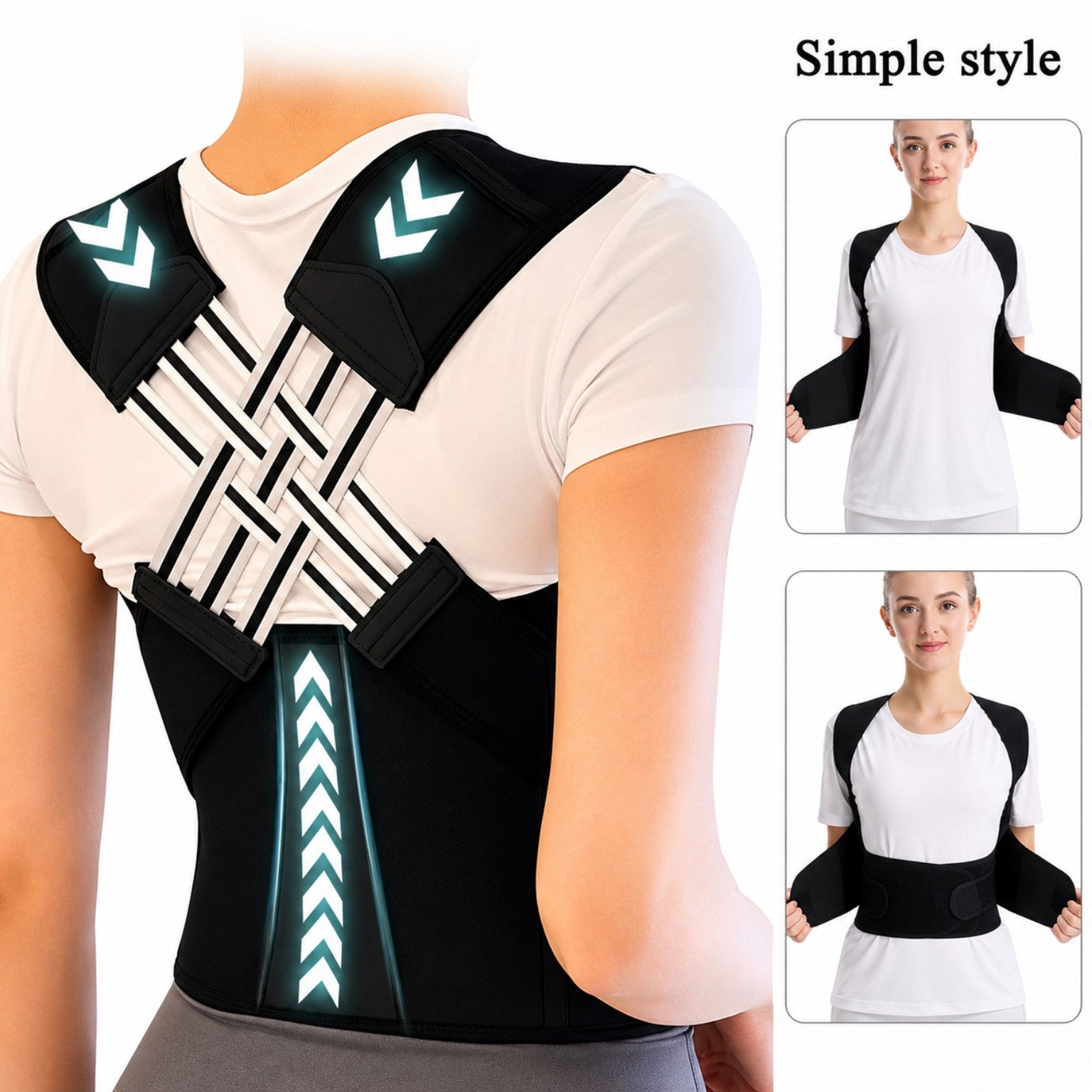 Simple adjustable posture corrector waist and shoulder support