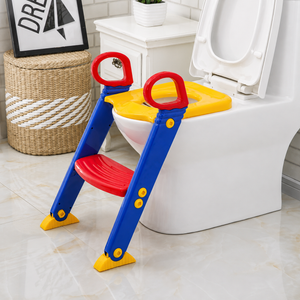 Colorful toddler potty training ladder fitted to toilet