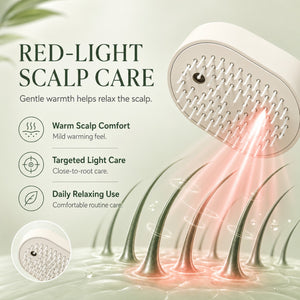 Red light scalp care brush with gentle warming feature
